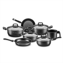 Batería Cocina Olla Cacerola Aluminio Antiadherente Safira 7p Mta Color Grafito